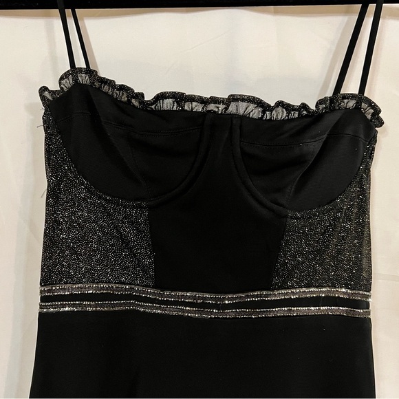 H:ours el dorado mini dress XS corset black metallic romantic whimsy goth​​​​​​ - Picture 6 of 16
